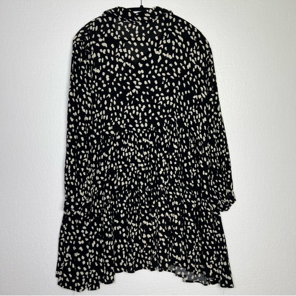 EASEL BLACK HEART PRINT Tiered Ruffle Button DRESS/TUNIC size L - Picture 6 of 7